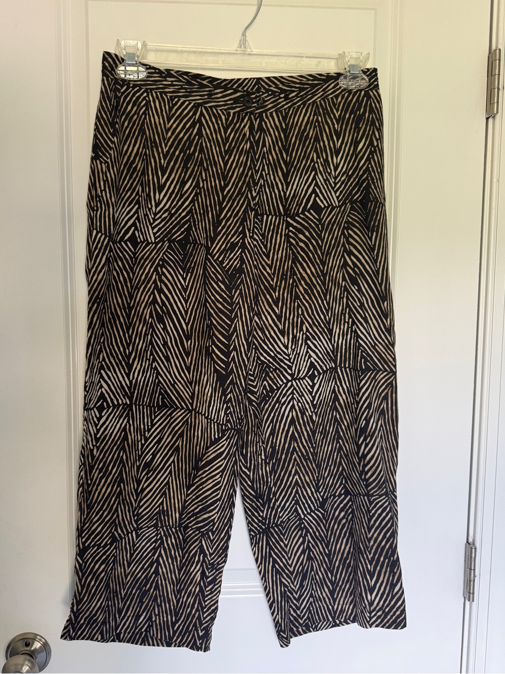 Lauren Ralph Lauren Women’s Size 10 Silk Linen Cropped Wide Leg Pants Tribal